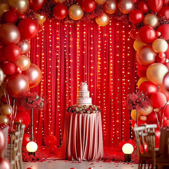 10x10 Red Backdrop Curtain for Parties Wedding Wrinkle Free Red Photo Curtains Backdrop Drapes Fabric Decoration for Birthday Party Baby Shower Christmas 5ft x 10ft,2 Panels