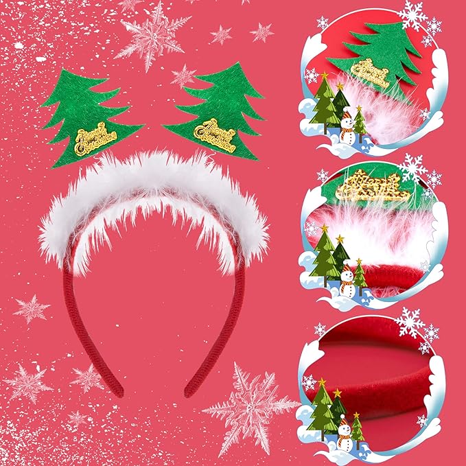 BQTQ 12 Pieces Christmas Headbands Xmas Party Costume Headband for Christmas Holiday Favor