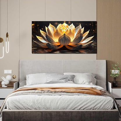 TYTAUPT Lotus Flower Canvas Wall Art For Bedroom Women Gold And Yellow Wall Decor For Living Room Teen Girl Room Decor 20 x 40 Inch Wrapped Canvas