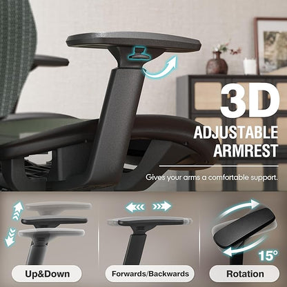 ELABEST Mesh Office Chair,Ergonomic Computer Desk Chair,Sturdy Task Chair- Adjustable Lumbar Support & Armrests,Tilt Function,Comfort Wide Seat,Swivel Home Office Chair