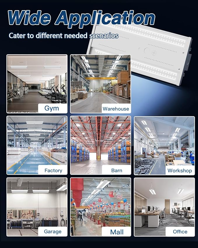 LED Linear High Bay Light, 130W 19500LM 0-10V Dimmable 5000K Daylight, Adjustable High Bay LED Shop Lights Lighting Fixtures for Garage Warehouse Workshop, UL