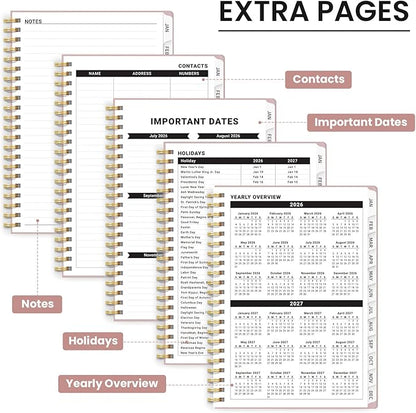 2026 Planner, Weekly and Monthly Planner for Women, Jan 2026 - Dec 2026 Pretty 2026 Calendar Planner with Monthly Tabs, Inner Pocket, Spiral Binding, Perfect for Office Home School - 8.5" x 11", Pastel Floral