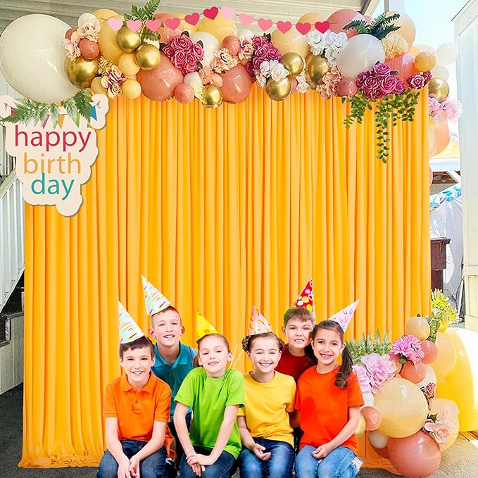 Marigold Backdrop Curtain for Parties Wrinkle Free Orange Photo Curtains Backdrop Drapes Fabric Decoration for Wedding Birthday Party Baby Shower 5ft x 8ft,2 Panels