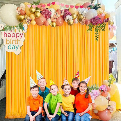 Marigold Backdrop Curtain for Parties Wrinkle Free Orange Photo Curtains Backdrop Drapes Fabric Decoration for Wedding Birthday Party Baby Shower 5ft x 8ft,2 Panels