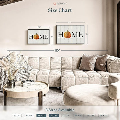 Elephant Stock Home Pumpkin Wall Art - Horizontal Floating Framed Canvas - 1-Piece Living Room Wall Decor - Rural Watercolor Canvas Print - Beige and Black Decor for Wall - by Carol Robinson - 25" X 17"
