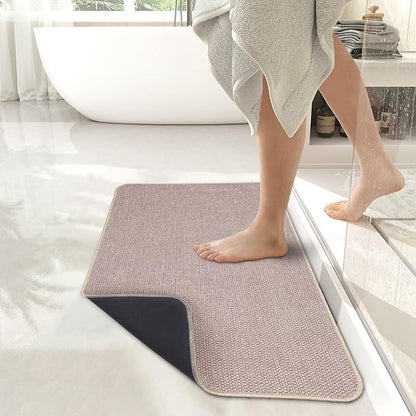 Bath Mat,Ultra Thin Bathroom Runner Rugs,Large Bath Mats for Bathroom,Quick Dry,Non-Slip,Machine Washable,Low Pile,Bath Rug,Shower Outside,Sink,Home Decor Accessories.Beige,3'x5'(36x60inch)