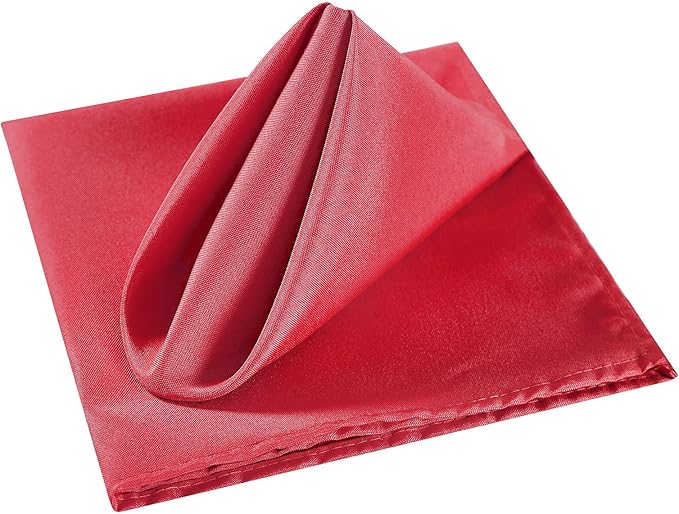 Cloth Napkins 17x17 inch Washable Polyester Dinner Napkins Soft Table Napkins for Wedding Party Dining Banquet(Red,100PCS)