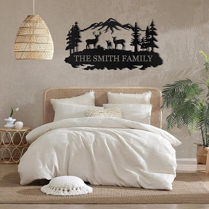 Custom Sign, Custom Metal Sign Customized Family Name Sign, Woodland Deer Metal Sign for Mother's Day Father's Day, Rustic Deer Hunter Gift Outdoor Decor Cabin Decor Home Decor Porch Wall Art Sign