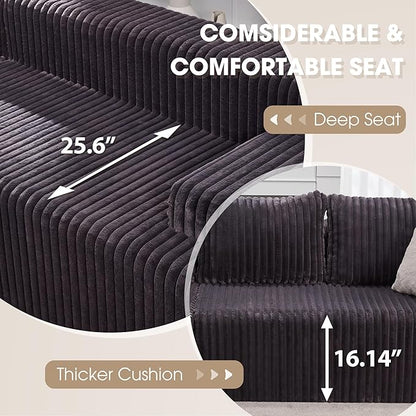 Modular Sectional Sofa Couches L-Shape Couch 3 Seat Modular Sofa Memory Foam Sectional Couches for Living Room, Cloud Couch with Oversized Chaise (Dark Grey Facing Chaise) | modular