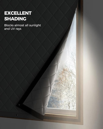 Thermal Insulated Window Cover, Curtain Size 52 x 32 Inch, Quilted Oxford Cloth Thick Cotton Filled, Fits up to 50''×30'' Windows, Ideal for Keeping Warm in Winter, Grey
