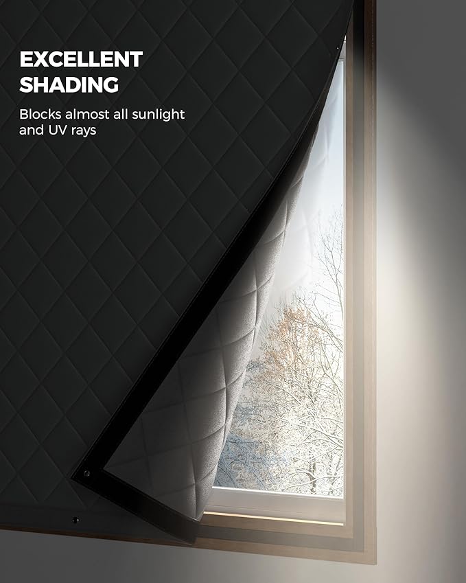 Thermal Insulated Window Cover, Curtain Size 22 x 32 Inch, Quilted Oxford Cloth Thick Cotton Filled, Fits up to 20''×30'' Windows, Ideal for Keeping Warm in Winter, Grey