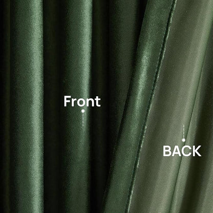 PRIMROSE Emerald Olive Green Velvet Curtains 72 inch Long for Living Room,Set of 2 Panels Blackout Rod Pocket Back Tab Window Treatment Room Darkening Heavy Decorative Curtains Drapes for Bedroom