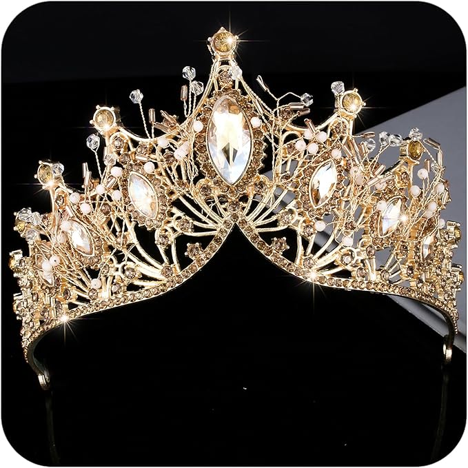 COCIDE Gold Crowns for Women Crystal Tiara for Girl Rhinestones Hair Accessories for Wedding Bride Bridal Bridesmaids Birthday Party Halloween Costume Cosplay Prom