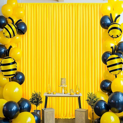 10x10 Yellow Backdrop Curtain for Parties Wrinkle Free Lemon Yellow Photo Curtains Backdrop Drapes Fabric Decoration for Birthday Party Wedding Baby Shower 5ft x 10ft,2 Panels