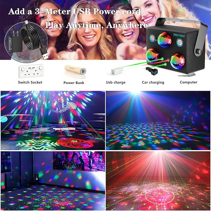 Disco Ball Party Lights,DJ Disco Lights,Sound Activated LED Stage Light Star Ocean Projector with Remote Control for Home Decoration Parties Gift Club Bar Festival Christmas Birthday Wedding
