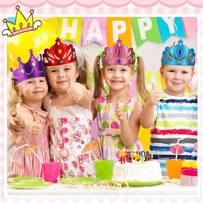 Yaomiao 44 Pcs Foam Crowns for Kids Princess Tiaras Crowns Bulk Diamond Sticker Making Kits for Birthday Party Supplies