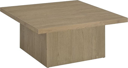 Coaster Home Furnishings - Devar - Wood - Square Coffee Table with Plinth Base, Geometric Design and Transitional Style - Living Room - Latte - 710918