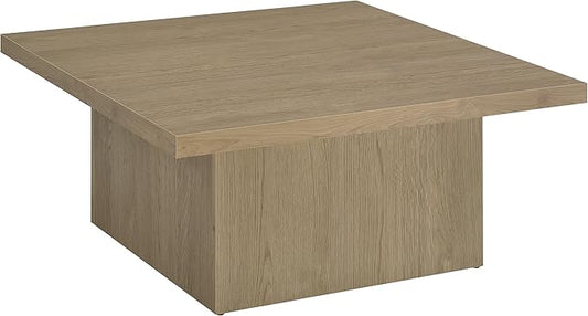 Coaster Home Furnishings - Devar - Wood - Square Coffee Table with Plinth Base, Geometric Design and Transitional Style - Living Room - Latte - 710918