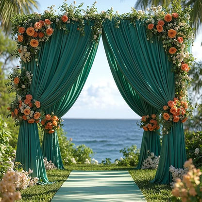 8 x 10ft Hunter Green Backdrop Curtains for Party Wedding Back Drop Soft Fabric Curtains Dark Green Photo Background Wrinkle Free Polyester for Birthday Christmas Party Graduations, 2 Panels
