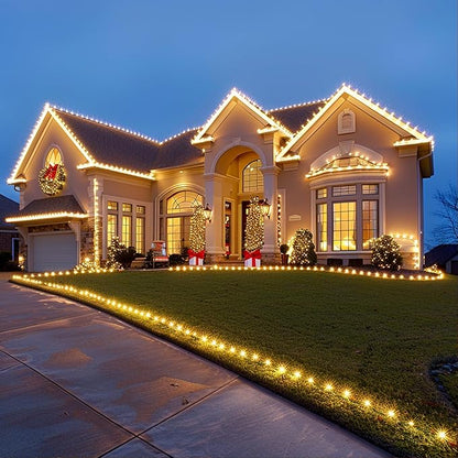 TW SHINE C6 Christmas String Lights, 200 LED 66 FT Christmas Lights Outdoor with 8 Modes Timer, Waterproof Connectable for Indoor Yard Xmas Tree House Christmas Decorations (Warm White)