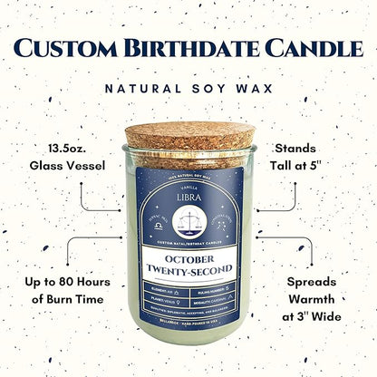 Birthday Candles - Custom Birthdate Astrological Zodiac Scented Candles. Astrology Gifts. All Natural Soy Wax. 75+ Hour Burn Time. Made in USA - July 28