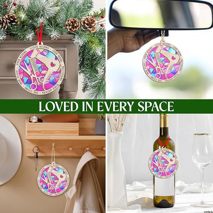FLAGWIX Christmas Hairstylist Gifts Women - Suncatcher Hairdresser Christmas Ornaments 2025 for Tree Decorations - Hair Stylist Ornament, Hair Stylist Gifts for Hairdressers Female Barbers Beauticians