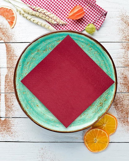 Rose Red Cocktail Napkins 5 * 5inch disposable Beverage Napkin paper for Cocktail, Wedding, Dinner，Birthday Party Dessert Wine Paper Napkins（ 120 Count）