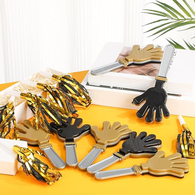 48 Pack Party Noisemakers New Years Eve Party Supplies Include 24 7.5 Inch Large Hand Clappers 24 Blowers Whistle for Aldult Birthday 2025 New Years Eve Favor(Mixed Colors)
