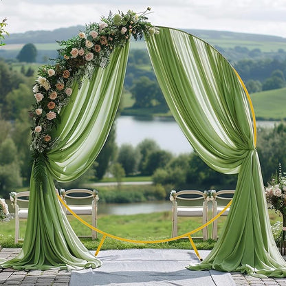 Wokceer Wedding Arch Draping Fabric 2 Panels 28.7" x 20FT Sage Green Drapes Sheer Fabric Backdrop Arch Draping Fabric for Wedding Ceremony Birthday Party Bridal Shower Decoration