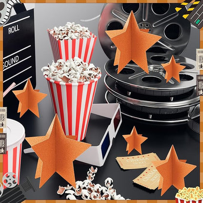 70 Pcs Orange Star Centerpieces for Party Birthday Fall Thanksgiving Decorations 3D Stars Table Decor 3 Sizes 8" 5" 3" Baby Bridal Shower Wedding Orange Friendsgiving Halloween Party Supplies