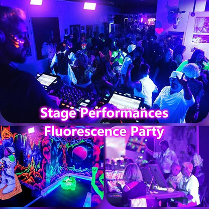 Upgraded 240W LED Black Light with 10ft Cable, IP66 Outdoor Blacklight Flood Light, Powerful Floodlight with Plug Switch for Christmas Halloween Neon Glow Dark Party Fluorescent Body Paint, 2 Pack
