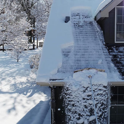 Snow Roof Rake w 16ft Pole, Easy Snow Removal from Roof, Prevents Ice Dams, Quick Assembly, 36 Inches Wide, 21 Foot Reach, Designed in The USA