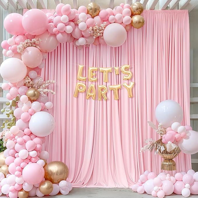 8 x 10 ft Baby Pink Backdrop Curtains Photo Background Panels Wrinkle Free Drapes for Backdrop Soft Long Curtains for Backdrop Decoration Princess Birthday Parties Wedding Bridal Shower