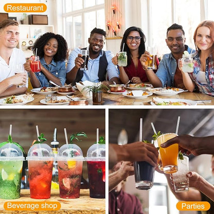 Hoolerry 1500 Pcs Plastic Straws Disposable Individually Wrapped Drinking Straight Long Straws, 0.24" Wide, for Hot and Cold Beverages (8 Inch)