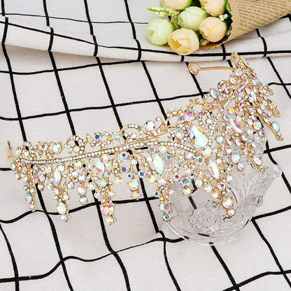 COCIDE Gold Tiara and Crown for Women Crystal Queen Crowns Princess Rhinestone Tiaras for Girl Bride Wedding Hair Accessories for Bridal Birthday Party Prom Halloween Costume Cosplay