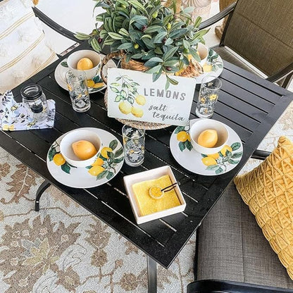 PHI VILLA 5 Piece Patio Dining Set Clearance with 4 Swivel Dining Chairs & 1 Square Metal Dining Table with 1.57 inches Hole, for Outdoor Kitchen Lawn & Garden Black Coated
