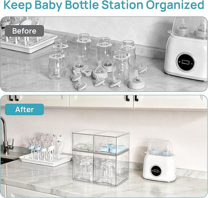 Vtopmart Stackable Storage Drawers Set of 5, Clear Plastic Organizer Bins for Baby Bottle, Beauty Supplies Storage, Ideal for Kichen Countertop, Vanity, Bathroom, Cabinet, Pantry Organization