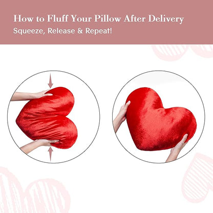 AELS Heart Shaped Pillow, 20 Inches Heart Decorative Throw Pillows, Love Pillows Cute Pillow, Valentines Day Decorations, Wedding Decor, Living Room Bedroom Nursery Decor, Shiny Red