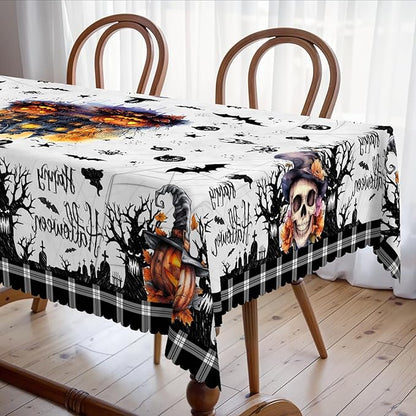 Eikione Rectangular Tablecloth 140x180inch, Halloween Pumpkin Tablecloth Waterproof and Wrinkle-Free, Table Covers, Summer Decorations for Home Dining