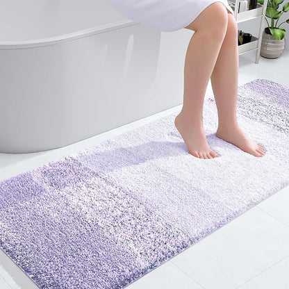 OLANLY Bathroom Rugs Mat 59x24, Extra Soft Absorbent Microfiber Bath Rug, Rubber Backing, Quick Dry, Machine Washable Bath Mats for Bathroom Floor, Tub and Shower, Home Decor Accessories, Light Purple