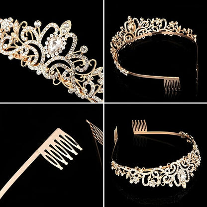 Princess Crown for Women, Crystal Queen Tiaras for Girls Bridal Hair Accessories Gifts for Birthday Wedding Prom, Bridal Party, Pageant, Halloween Christmas Costume