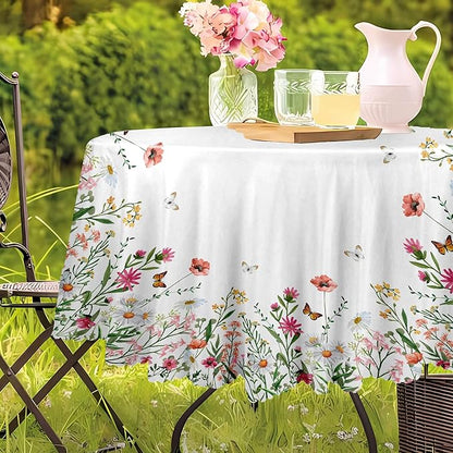 Eikione Rectangle Tablecloth Wrinkle Free Table Cover Floral Tablecloth 70 Inch Tablecloth for Dinner