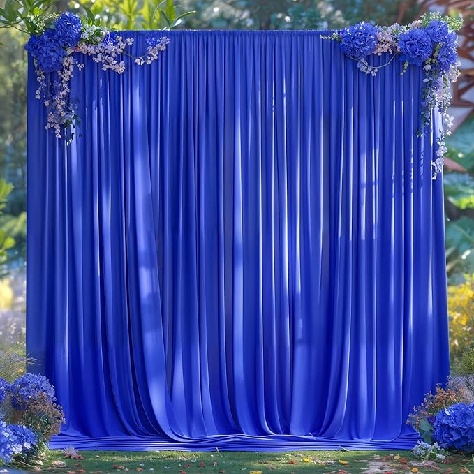 10 x 10ft Royal Blue Backdrop Curtains No-Wrinkle Party Curtains for Photo Backdrop Polyester Curtain Backdrop Soft Fabric for Retirement Birthday Wedding Baby Shower Events, 2 Panels 5 x 10ft