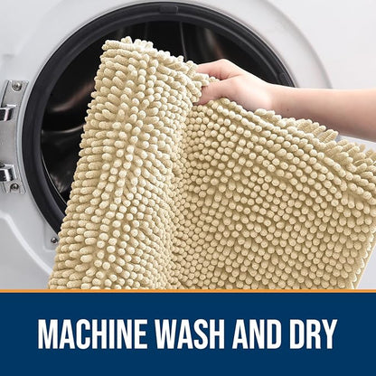 OLANLY Dog Door Mat for Muddy Paws 40x32, Absorbs Moisture and Dirt, Absorbent Non-Slip Washable Doormat, Quick Dry Chenille Mud Mat for Dogs, Entry Indoor Entryway Carpet for Inside Floor, Sand