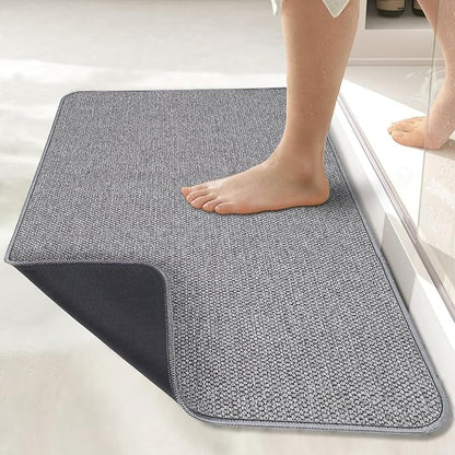 Bath Mat,Ultra Thin Bathroom Runner Rugs,Large Bath Mats for Bathroom,Quick Dry,Non-Slip,Machine Washable,Low Pile,Bath Rug,Shower Outside,Sink,Home Decor Accessories.Grey,3'x6'(36x72inch)