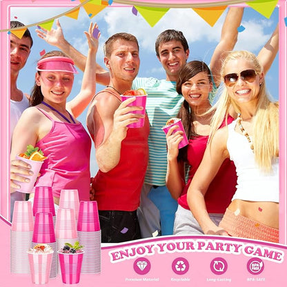 KesaPlan 50 PCS 12 OZ Plastic Cups, Party Cups Light Pink and Hot Pink Cups Disposable Drinking Cup Bulk For Bachelor Party Christmas Graduation Wedding Birthday Halloween Picnic Festive Celebrations