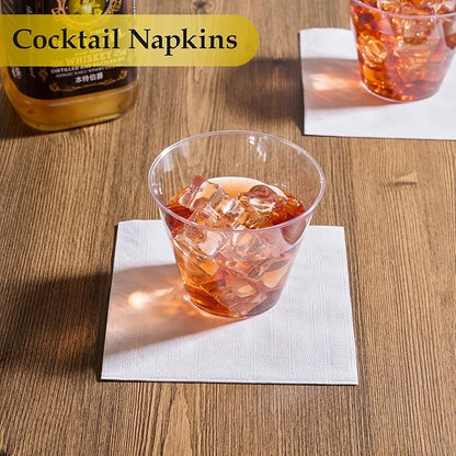 Vplus 500 Pack Cocktail Napkins Paper, 3-Ply Beverage Napkins, Disposable White Square Napkins, Perfect for Restaurant, Event, Bar, Wedding, Baby Shower and Daily Use