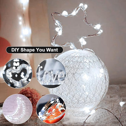 Fairy Lights,Silver Wire String Lights Waterproof,Battery Operated 7FT 20LED Firefly Starry Moon Lights for DIY Christmas Wedding Party Bedroom Decor (White, 24 Pack)