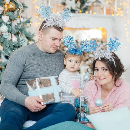 6 Pcs Winter Snowflake Party Favors Headband with Snowflake Boppers Headdresses White Blue Navy Blue Headdresses for Winter Themed Wonderland Party Supplies Holiday Supplies