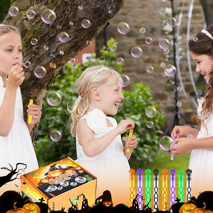 60 Pack Halloween Bubble Wands, Mini Bubble Toys for Halloween Party Favors, Novelty Supplies, Halloween Toys for Girls Boys Kids Classroom Rewards Gifts